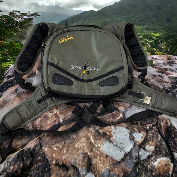 Cabela's Other - Cabela's Fly Fishing Chest Vest Pack River Guide X3 Bag Backpack Carrier Pockets